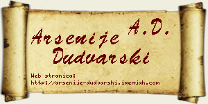 Arsenije Dudvarski vizit kartica